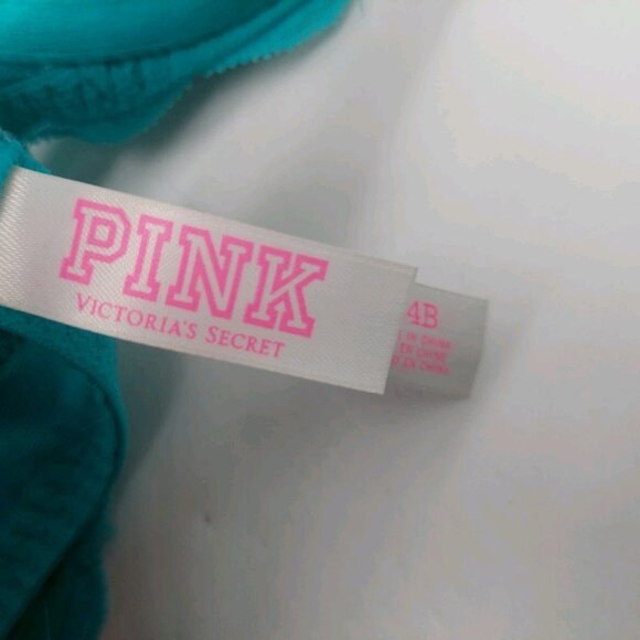Victorias Secret PINK 34B Bra Aqua Blue Lightly Line Demi Underwire Back Close - Picture 3 of 5